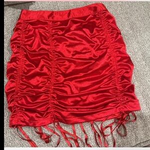 Dolls Kill Red Ruched Mini Skirt